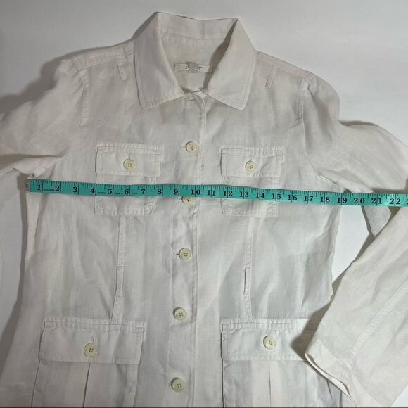 Loft Size small White 100% linen Safari Military Jacket White - Picture 3 of 12